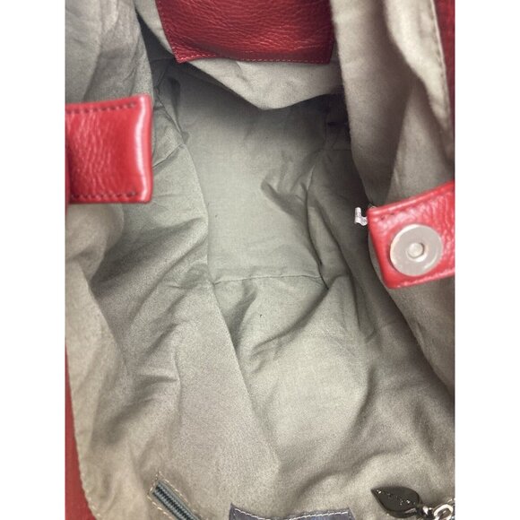 Neta Sade Hobo Bag Purse Red Pebbled Leather Large Tote Handbag Designer - Picture 12 of 13